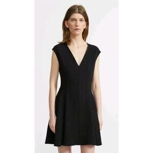 Theory pleated cap sleeve little black dress Size 0 Formal Goth Cocktail Party